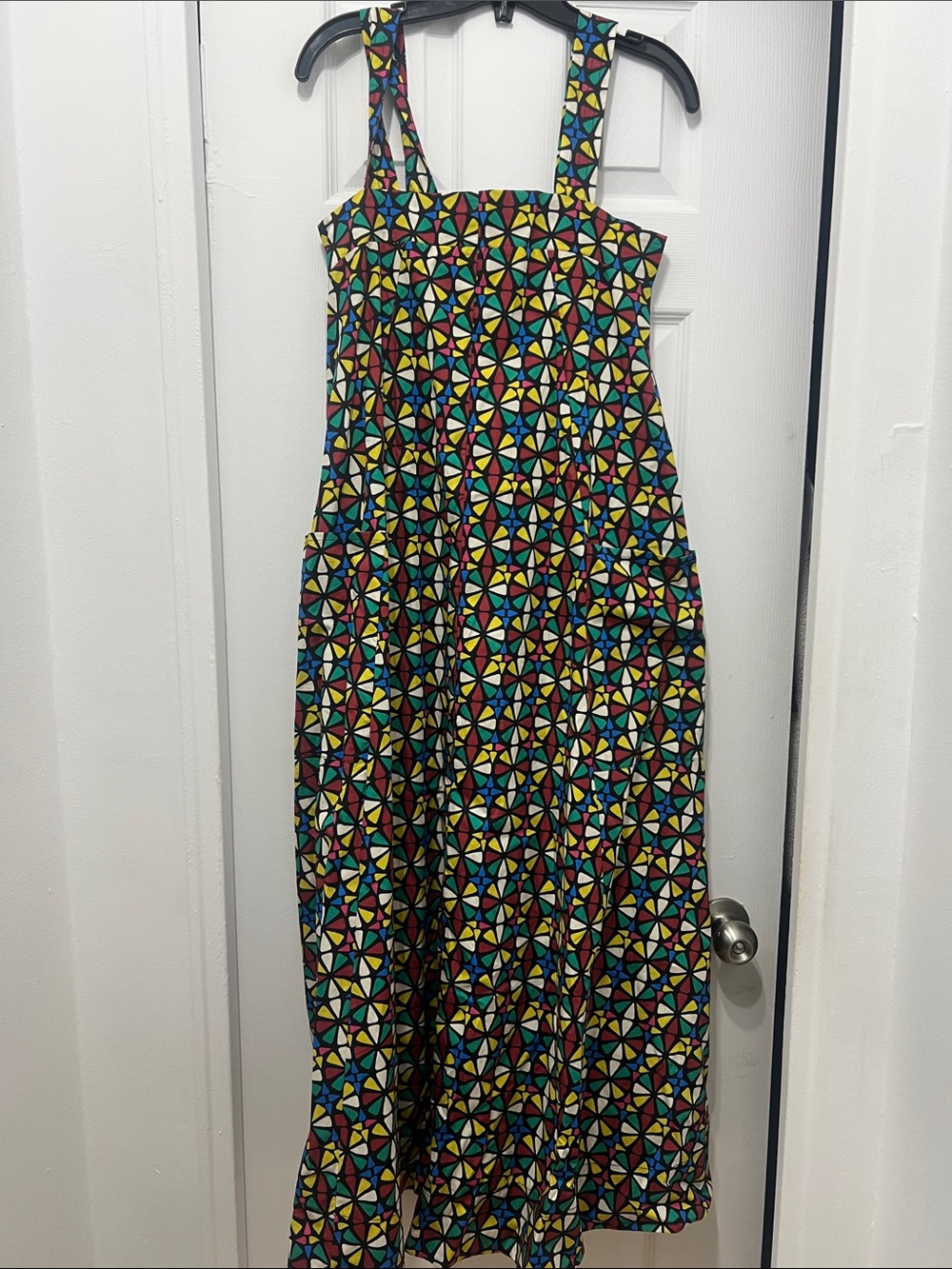 Colorful Geometric Print Pinafore Dress